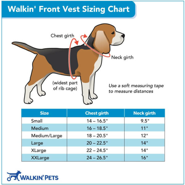 small front vest sizing card
