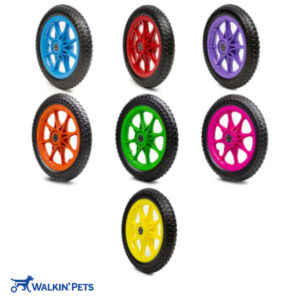 seven different colors of foam wheels